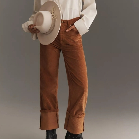 Pilcro Denim - Pilcro The Scotty Cuffed High-Rise Straight Leg Jeans Corduroy Edition